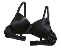 LRSSMB 2025 Glatte Satin Seide Bh Doppelseitige Maulbeerseide Push-Up Unterstützung Drahtlose Bhs For Frauen Damen Täglichen Bralette BH(Black,XXL)