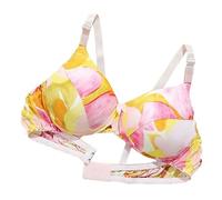 LRSSMB 2025 Glatte Satin Seide Bh Doppelseitige Maulbeerseide Push-Up Unterstützung Drahtlose Bhs For Frauen Damen Täglichen Bralette BH(Pink Yellow,XL)
