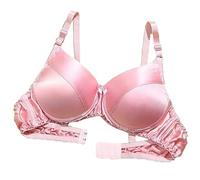 LRSSMB 2025 Glatte Satin Seide Bh Doppelseitige Maulbeerseide Push-Up Unterstützung Drahtlose Bhs For Frauen Damen Täglichen Bralette BH(Pink,XL)