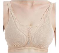 LRSSMB Damen Mastektomie BH For Die Zeit Nach Der Mastektomie Mit Taschen Bralette-Oberteil Aus Spitze Kabellos Bandeau Postoperativer Alltags-BH(Beige,85A)
