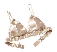 LRSSMB Doppelseitiger Seiden-BH, Glatter Satin-BH Aus Maulbeerseide For Damen Kabellose BHs Triangel-Bralette-Oberteile Täglich Ungepolsterte Körbchen(Skin,XXL)