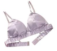 LRSSMB Doppelseitiger Seiden-BH, Glatter Satin-BH Aus Maulbeerseide For Damen Kabellose BHs Triangel-Bralette-Oberteile Täglich Ungepolsterte Körbchen(Purple,L)