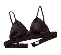 LRSSMB Doppelseitiger Seiden-BH, Glatter Satin-BH Aus Maulbeerseide For Damen Kabellose BHs Triangel-Bralette-Oberteile Täglich Ungepolsterte Körbchen(Black,XXL)