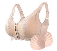 LRSSMB Magnetischer Frontverschluss Nach Der Operation BH Mastektomie-BH Mit Brustprothesenpolstern Taschen Massageunterstützung Kabelloses Bralette(Skin,3XL)