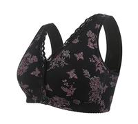 LRSSMB Plus Size Mode Vollschalen-BH Mastektomie-BH Nach Der Operation Frontknopf-Unterwäsche Ohne Stahlring BHs Für Jeden Tag(Black,50/115)