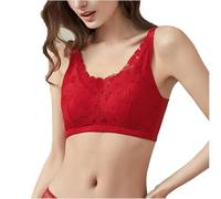 LRSSMB Post-Operation-Mastektomie-BH, Damen Brustprothese BHs Mit Taschen BH Vollständige Abdeckung Kabelloses Bralette For Jeden Tag Bandeau(Red,M)