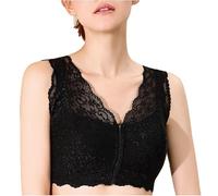 LRSSMB Sexy Spitzen Mastektomie Gepolsterter BH Mit Taschen Nach Der Operation Kabelloses Bralette BHs For Brustprothesen-Formen Schlaf-BH(Black,L)