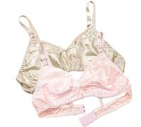 LRSSMB Ultradünne Natürliche Seide 2 Stück Glatter Doppelseitiger Maulbeerseiden BH Weicher Kabelloser Täglicher Bralette-Stütz-BH For Frauen(Pink Skin,3XL)