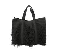 LRXFPIYF Damen Geflochtene Handtasche Tote Shopper Schultertasche Beuteltasche Leicht Und Geräumig mit Boho Fransen Und Stabiler Form aus Papier Polyester für Strand Urlaub Alltag, Array, Schwarz