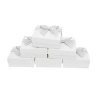 LRXIYODE 10 Stück Weiße Schmuckbox aus Perlmuttpapier mit Deckel und Schleife Kleine Geschenkbox für Ohrringe und Anhänger Elegante Aufbewahrung für Besondere Anlässe und Partys