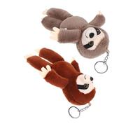 LRXIYODE 2 Stück Faultier Plüsch Schlüsselanhänger Kuscheliges Tieranhänger für Schlüssel Rucksäcke Taschen Charm in Braun und Hellgrau Flauschiger Sloth Ornament Anhänger für Alltag und
