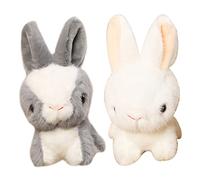 LRXIYODE 2 Stück Fluffy Plüsch Hasen Anhänger Kleine Kuschelige Bunny Schlüsselanhänger Niedliches Stofftier Dekoration für Taschen Rucksäcke und Geschenke