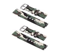 LRXIYODE 2 Stück Nylon Uhrenarmband 22mm Grün Camouflage Canvas Strap Robust Hautfreundlich Freizeit Uhr Zubehör