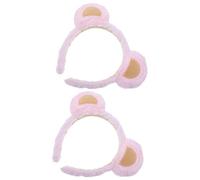 LRXIYODE 2 Stück Pack Flauschige Bären Haarbänder aus Plüsch Rosa mit Flexibler Passform Süßes Spa und Make Up Stirnband für Mädchen und Frauen Vielseitiges Cosplay und Geburtstags