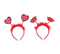 LRXIYODE 2 Stück Valentinstag Herz Stirnbänder Damen Festival Haarschmuck Rotes Party Haarband Zarter Kopfschmuck für Besondere Anlässe