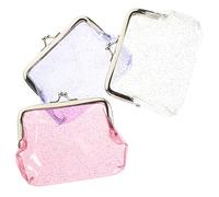 LRXIYODE 3 Stück Transparente Geldbörsen mit Glitzereffekt Kleine Münzbeutel aus Legierung und PVC Tragbar und Schneller Zugriff für Strand und Schule