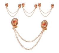 LRXIYODE 4 Stück Vintage Schalclips mit Kette Pullover und Broschen aus Metall Retro Blumenbroschen für Seidenschals und Hemden Rutschfeste Kleidungsklammern für Damen