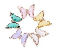 LRXIYODE 5 Stück Teiliges Bunte Metall Schmetterlings anhänger mit Kristallverzierung für DIY Schmuckherstellung Einfache Charms Langlebige und Funkelnde Dekoration für Bastelprojekte