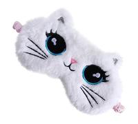 LRXIYODE Katzen Schlafmaske für Weiche Plüsch Augenmaske im Cartoon Design für Schlaf Nickerchen und Reisen Leicht und Hautfreundlich Weiße Schlafabdeckung