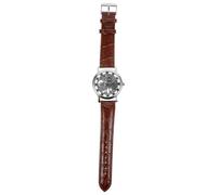 LRXIYODE Mechanische Herren Armbanduhr Winner 036 mit Skelettiertem Zifferblatt und Braunem Pu Lederarmband Runde Form Langlebige Edelstahllegierung für Modischen Alltag