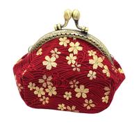 LRXIYODE Retro Cherry Blossom Münzbeutel Vintage Stil Portables Portemonnaie mit Gilding Muster als Geschenk für Damen und Mädchen