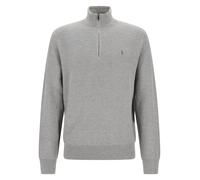 Polo Ralph Lauren Regular Fit Troyer mit Label-Stitching in Hellgrau Melange, Größe XXL