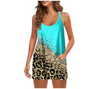 LSAltd 70er Jahre Bekleidung Damen Glitzer Kleid Blusenkleid Damen Floralem Strandkleid Arabische Kleidung Damen Sommer Kurz Kleider Elegant Blusekleid Freizeitkleid,Light Blue,M