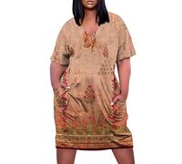 LSAltd 70er Jahre Bekleidung Damen Pulloverkleid Damen Frühlingskleid Damen 2023 Kleiderfür Frauen Dresses 3/4 Arm V-Ausschnitt Midi Langarm Festliche Kleider,Orange,L