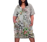 LSAltd Abendkleid Damen Knebel Mund Extrem Damenkleider Elegant 1950er Vintage Retro Cocktailkleid Abendkleid Schwarz Lang Lang V-Ausschnitt Ärmelloses Maxikleider,Gray,3XL