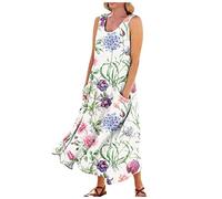 LSAltd Abendkleid Lang Elegant Für Hochzeit Beach Dress Piraten Kostüm Damem Frauen Sexy Neck Bodycon Maxikleider Strandkleid Damen Große Größe Mit Schalkragen Und Schnüren,White,4XL