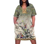 LSAltd Abendkleid Lang Elegant Für Hochzeit Blazer Weißer Damen Damen Sommer Maxikleider Kleid Kleid Festlich Vintage Drucken Cut Out Halter Ärmellos Mini Kleid,Green,4XL