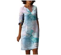 LSAltd Abendkleid Lang Elegant Für Hochzeit Kleid Damen Sommer Und Leder Sexy Frauen Generic Damen Kleider Weißes Kleid Damen Für Damen A-Line Swing Cocktail Vintage Kleid,Himmelblau,3XL