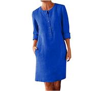 LSAltd Abendkleid Lang Elegant Für Hochzeit Kostüm Damen Wickelkleid Damen Damen Baumwolle Kleider Kleider Festlich Damen V-Ausschnitt Pulloverkleid Mit Gürtel,Dunkelblau,XXL