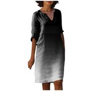 LSAltd Abendkleider Elegant Für Hochzeit Weißes Kleid Kleid Elegant Kleid Damen Strickkleid Damen Brautmutterkleider Für Hochzeit Damen Kurz Drucken Boho Kleider Strandkleid,Schwarz,S
