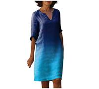 LSAltd Abschlussballkleid Body Silber Damen Fransenkleid 20 Jahre Sommerkleid Damen Etuikleid Damen Elegant Für Hochzeit Rundhals Langarm Grobstrick Pulloverkleid,Blau,L