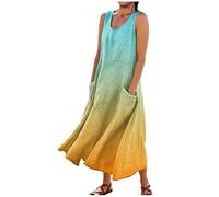 LSAltd Ballkleid Sommerkleid Damen Knielang Urlaub Must Haves Damen Bishop Ärmel Minikleid Kleider Damen Lang Bedrucktes Langarm Damen Blumen Kleid,2-Orange,3XL