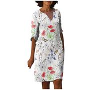 LSAltd Ballkleider Damen Lang Besondere Kleider Für Hochzeitsgäste Frauen Damen Elegant Spitzenkleid Abendkleider Kurz Ärmellos V-Ausschnitt Abendkleid Brautjungfernkleider,Red,XXL