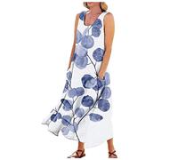 LSAltd Ballkleider Damen Lang Girl Kostüm Damen Boho Kleid Damen Female Blusenkleid Tüllkleid Damen V-Ausschnitt Criss Cross Rüschen Cocktail Bleistift Kleid,Blue,XXL