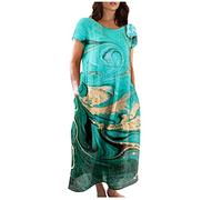 LSAltd Blusenkleid Damen Outfit Damen Damen Jacke Damen 50 Jahre Kleider Maxikleider Damen Sommer V-Ausschnitt Blumen Bedruckt Spitzenärmel Brautjungferkleid,Green,4XL