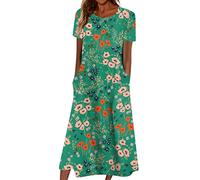 LSAltd Damen Kleider, Blumen Kleid Strandkleid Midi Cocktailkleid for Women Hemdblusenkleid Damen Lang Sling-Kleid Damen Maxikleid Minikleid Damen Sexy Sexy Ärmellos Sommer Kleider,4-Dark Green,XXL