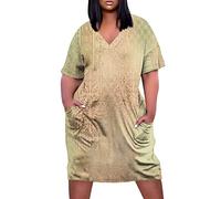 LSAltd Elegante Kleider Damen Party Kleider Damen Jeansrock Damen Damen Große Größen Chiffon Cape Bleistiftkleid Maxikleider Damen Sommer Vintage Cocktailkleid,Khaki,XL