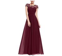 LSAltd Gothic Kleidung Damen Etuikleid Damen Elegant Frauen Kleid Damen Sommerkleid Abendkleider Große Größen Ärmellos V-Ausschnitt Abendkleid Brautjungfernkleider,Wein,M