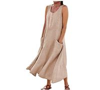 LSAltd Hippie Kleidung Damen Abschlusskleid Cocktailkleid Sommerkleid Damen Elegant Blusenkleid Red Dress Kleid Chiffon Elegante Spitze Patchwork Kleid,3-Khaki,3XL