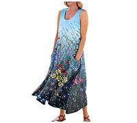 LSAltd Kleid Hochzeitsgast Damen Kleid Silber Damen Sommerkleid Damen Kurz Damen Gebetskleidung Muslimische Kleider Damenkleider Elegant Ballkleid Festkleider,Navy,5XL