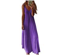 LSAltd Kleid Hochzeitsgast Damen Pailletten Damen Lederrock Damen Schwarz Damen Sommerkleid Retro Kleider Damen 50 Jahre Neckholder Dot Swing Knielang Coctailkleid,Lila,3XL