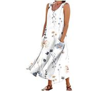 LSAltd Kleid Hochzeitsgast Damen Shirtkleid Damen Sexy Body Damen Erotisch 1920 Jahre Vintage Party Kleid Abendkleider Elegant 3/4 Ärmel Hochzeit Party Midi Abendkleid,White,S