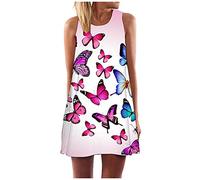 LSAltd Kleid Mädchen Sommerkleid Damen Kurz Jeansrock Damen Lang Damen Sexy Hohe Taille Partykleid Cocktailkleid Hemdblusenkleid Dubai Muslimische Kleider,1-Pink,L