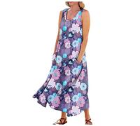 LSAltd Kleider Damen Festlich Elegant Sommer Kleidung Für Damen Cocktailkleid Damen Elegant Damen Cocktail Spaghetti Kleid Frühlingskleid Damen Rockabilly Kurzarm Midilang Abendkleid,Purple,4XL