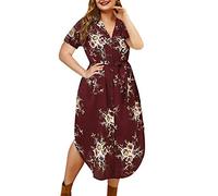 LSAltd Kleider Damen Sommer Trachtenrock Damen Weißer Damen Generic Sommerkleid Cocktailkleider Daisy Flapper Great Gatsby Party Vintage Retro Cocktail,3-Red,L