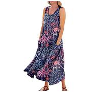 LSAltd Kleider Damen Wickelkleid Damen Elegant O Polo Damen Damen Elegant Lange Ballkleider Aben Kleid Polka Dot Boho Kurzarm Casual V-Ausschnitt Midi Kleider,Dark Blue,XXL